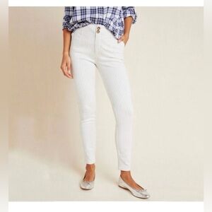 Anthropologie white and black pinstripe skinny jeans
